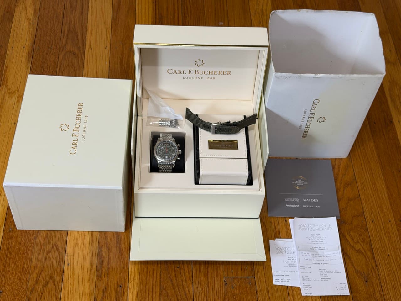 Carl F. Bucherer Manero Flyback Green 43mm Automatic with Box Booklets 00.10919.08.93.98