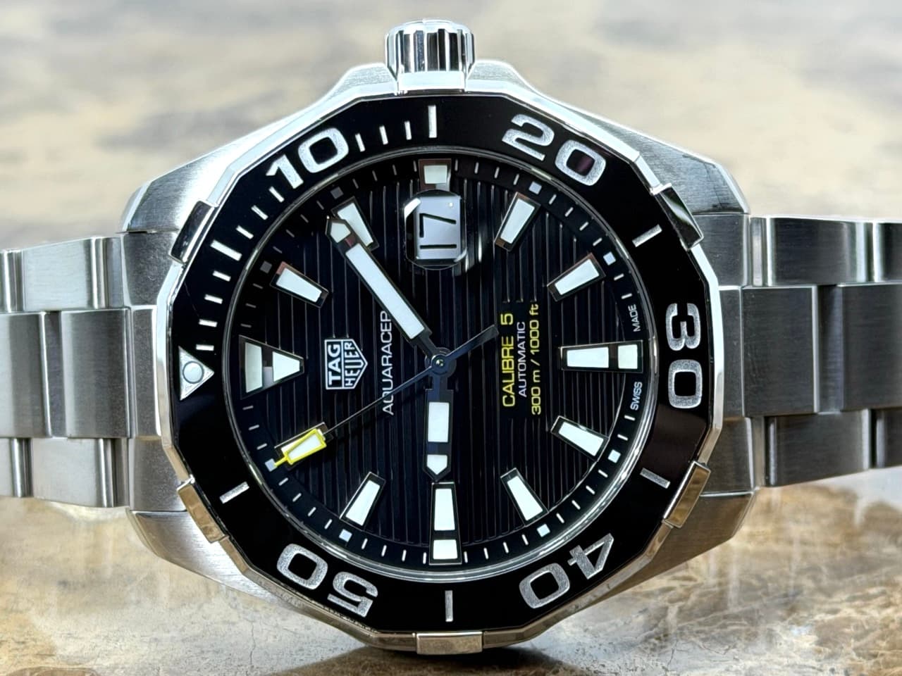 Tag Heuer Aquaracer 43mm Automatic with Black Dial with Tag Heuer Box and Papers WAY201A