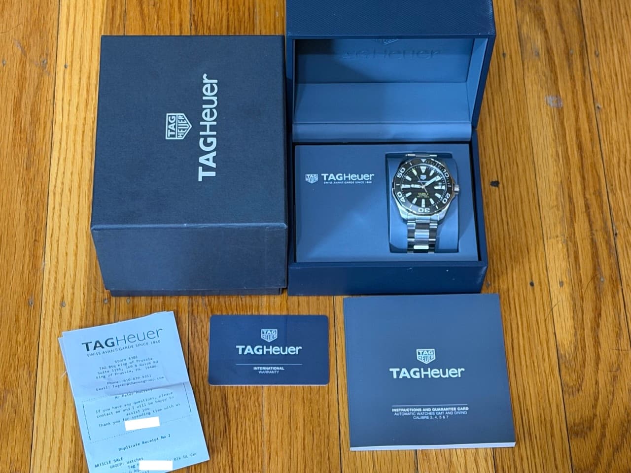 Tag Heuer Aquaracer 43mm Automatic with Black Dial with Tag Heuer Box and Papers WAY201A