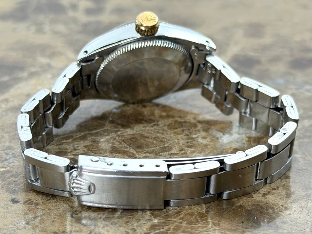 Rolex Lady Oyster Perpetual Automatic 24mm Gold / Steel Engine Turned Bezel 6804 Vintage with Box and Papers