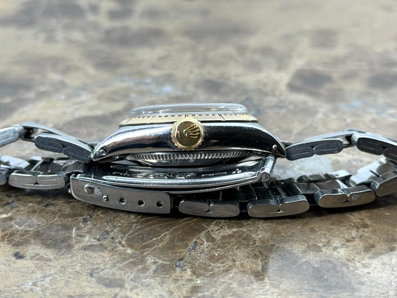Rolex Lady Oyster Perpetual Automatic 24mm Gold / Steel Engine Turned Bezel 6804 Vintage with Box and Papers