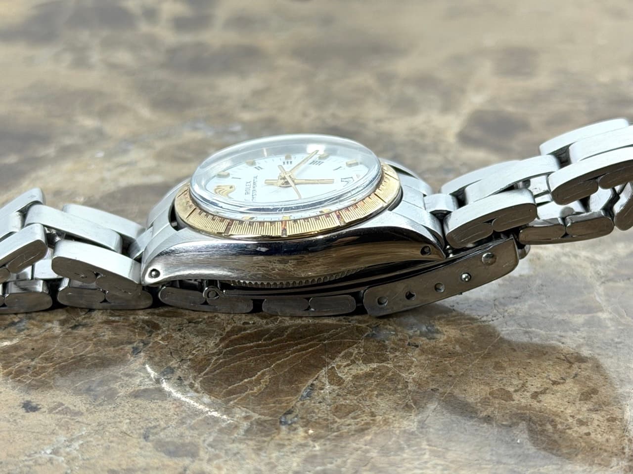 Rolex Lady Oyster Perpetual Automatic 24mm Gold / Steel Engine Turned Bezel 6804 Vintage with Box and Papers