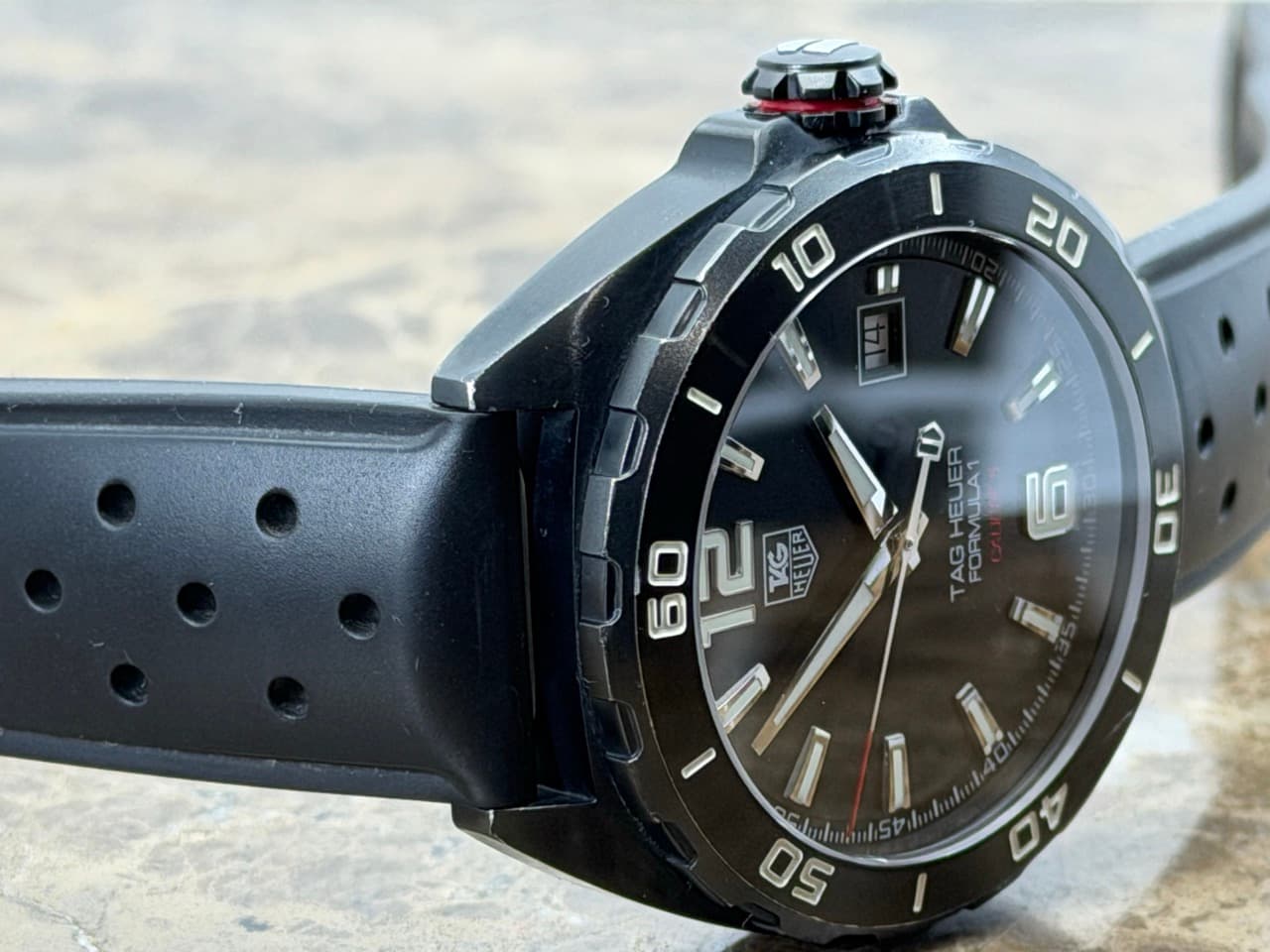 Tag Heuer Formula 1 Automatic 41mm Caliber 5 Black Tactical PVD on Rubber Strap with Box and Papers WAZ2115.FT8023