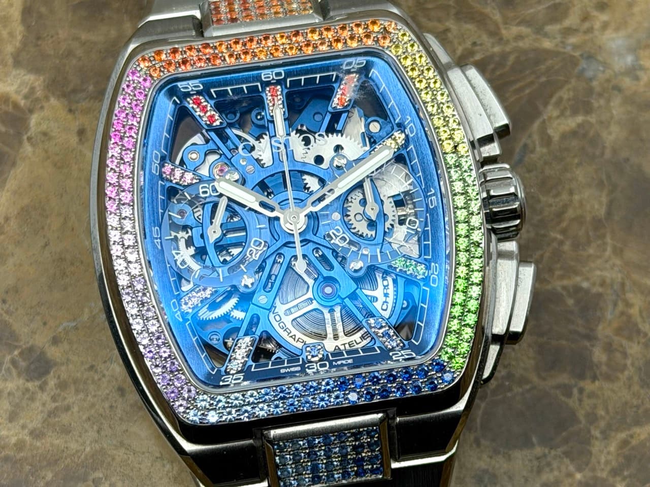 CVSTOS Metropolitan Chrono 42mm Automatic Titanium Blue SQLT / Rainbow F00112.4213004 with Box 4 Extra Straps LIMITED EDITION - Image 2