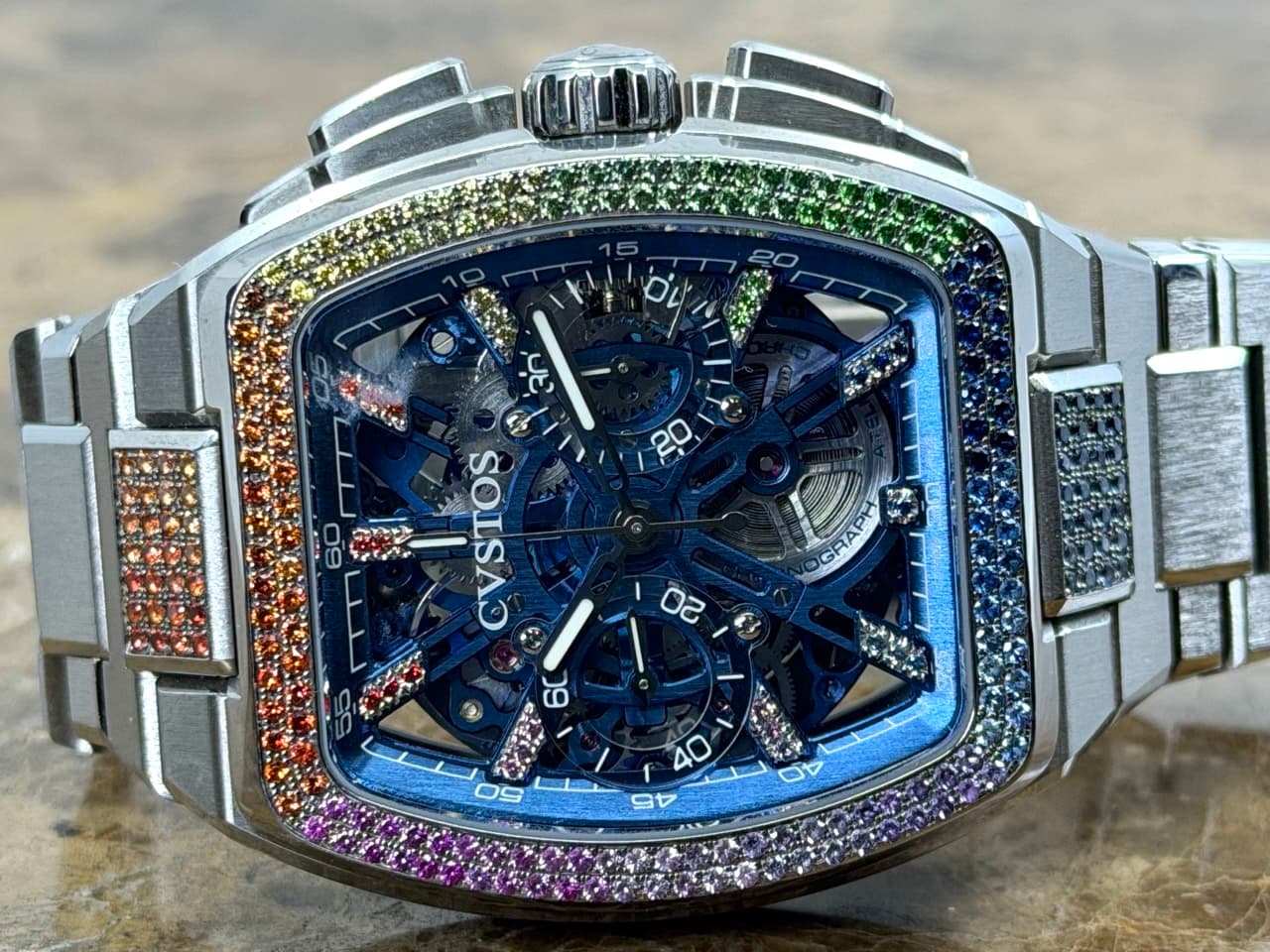 CVSTOS Metropolitan Chrono 42mm Automatic Titanium Blue SQLT / Rainbow F00112.4213004 with Box 4 Extra Straps LIMITED EDITION - Image 3
