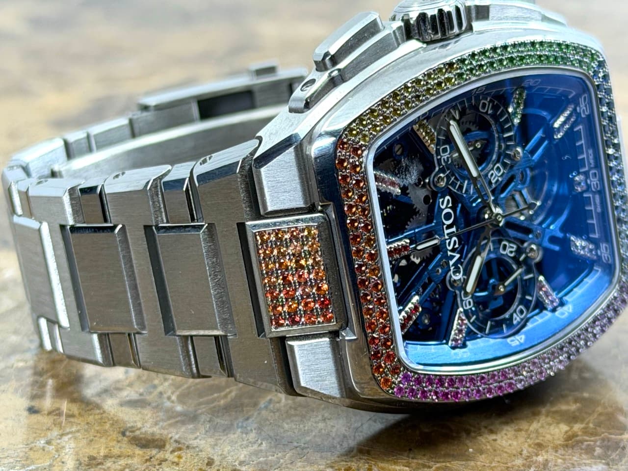 CVSTOS Metropolitan Chrono 42mm Automatic Titanium Blue SQLT / Rainbow F00112.4213004 with Box 4 Extra Straps LIMITED EDITION - Image 4