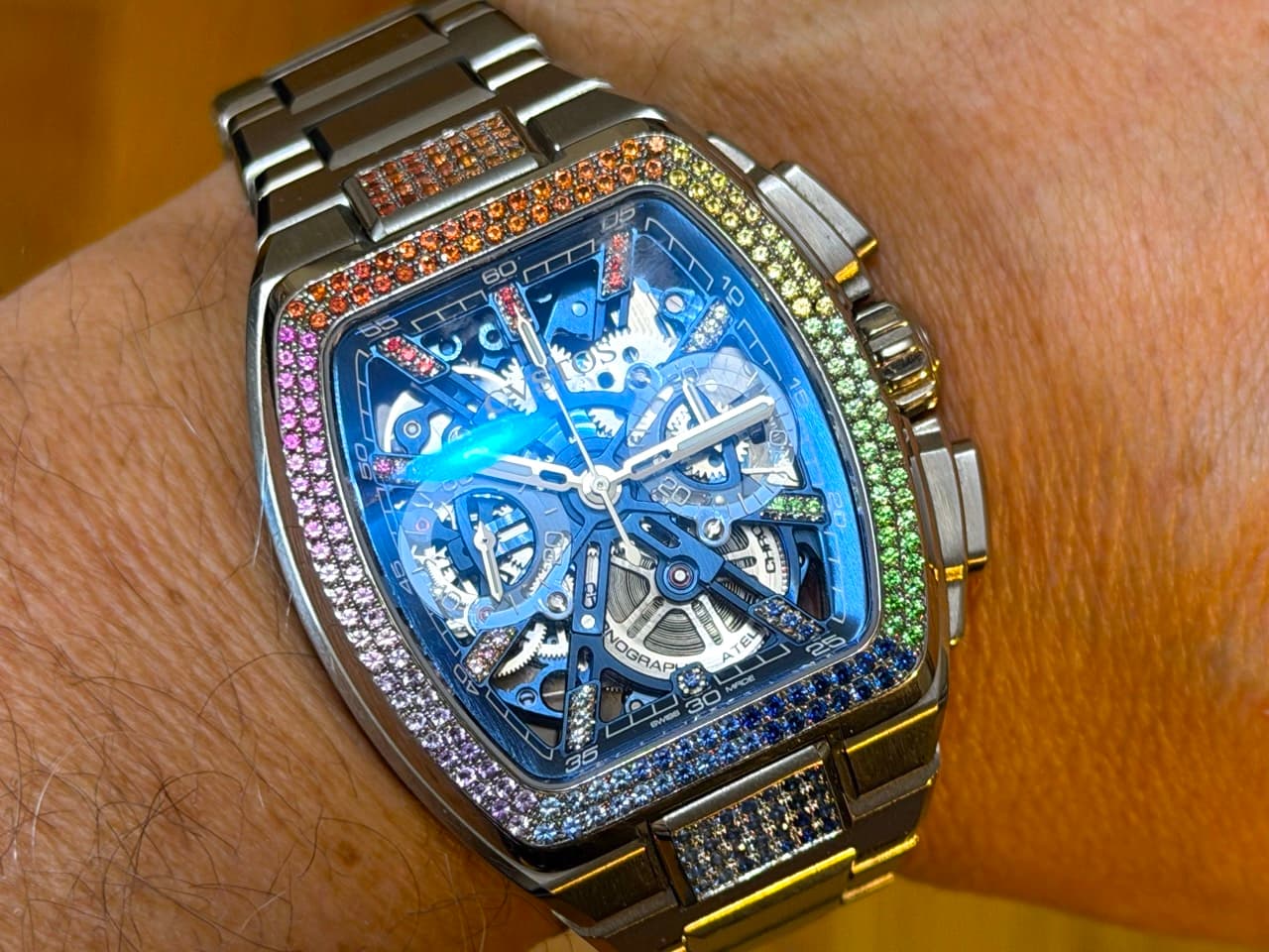 CVSTOS Metropolitan Chrono 42mm Automatic Titanium Blue SQLT / Rainbow F00112.4213004 with Box 4 Extra Straps LIMITED EDITION - Image 11