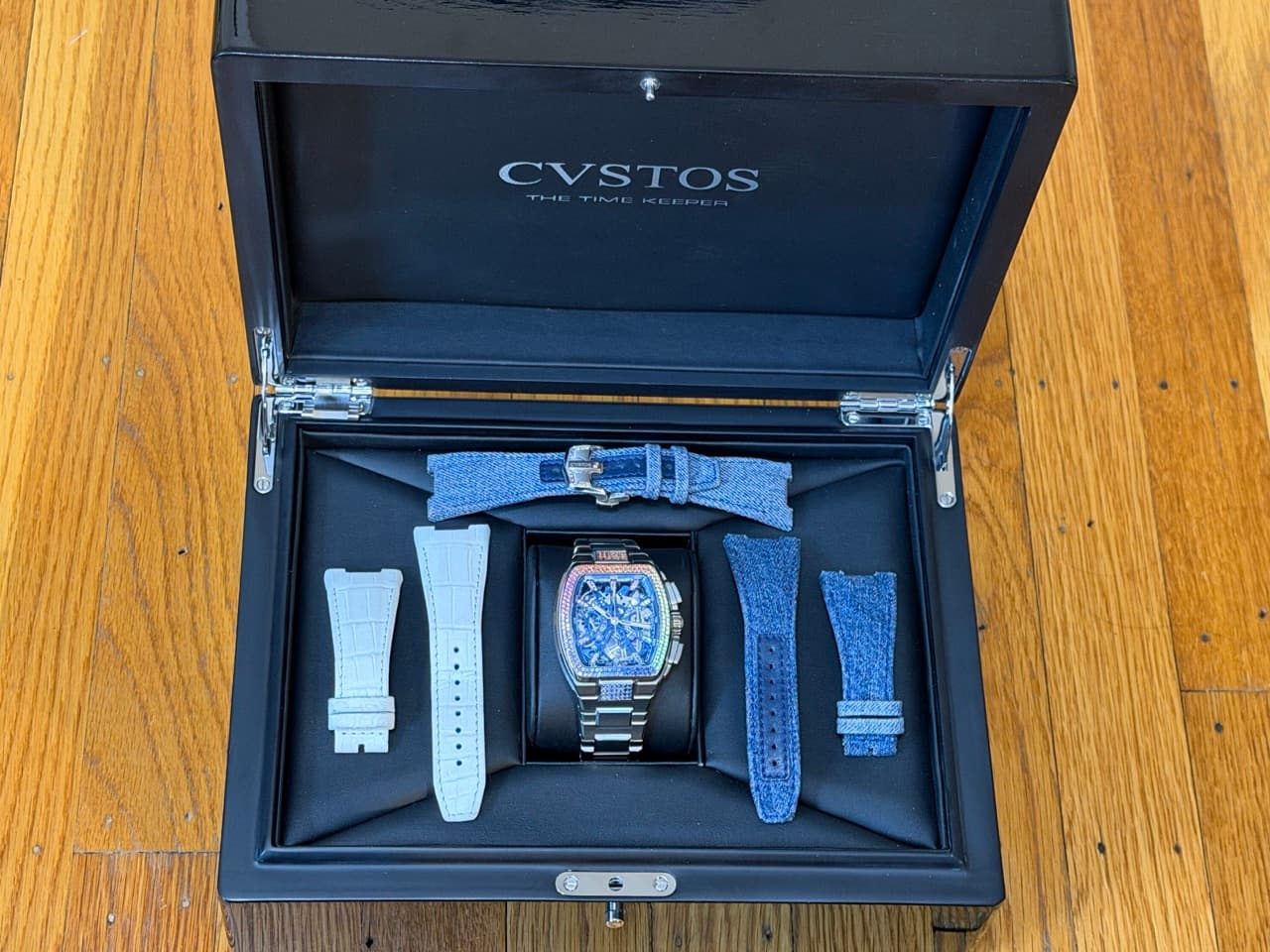 CVSTOS Metropolitan Chrono 42mm Automatic Titanium Blue SQLT / Rainbow F00112.4213004 with Box 4 Extra Straps LIMITED EDITION - Image 12