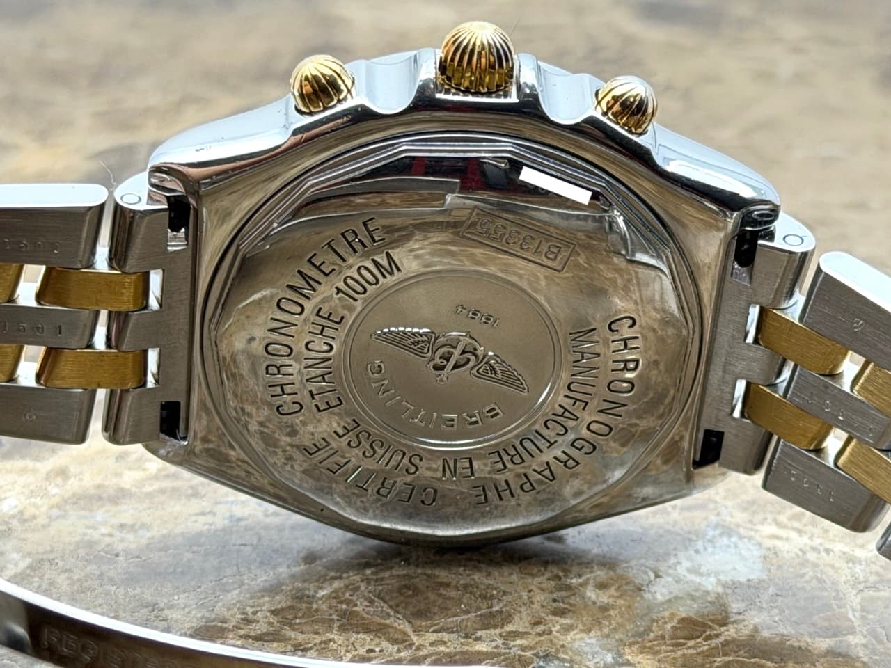 Breitling Crosswind 18k Gold / Steel Chronograph 43mm Automatic Blue Dial with Box B13355 - Image 5
