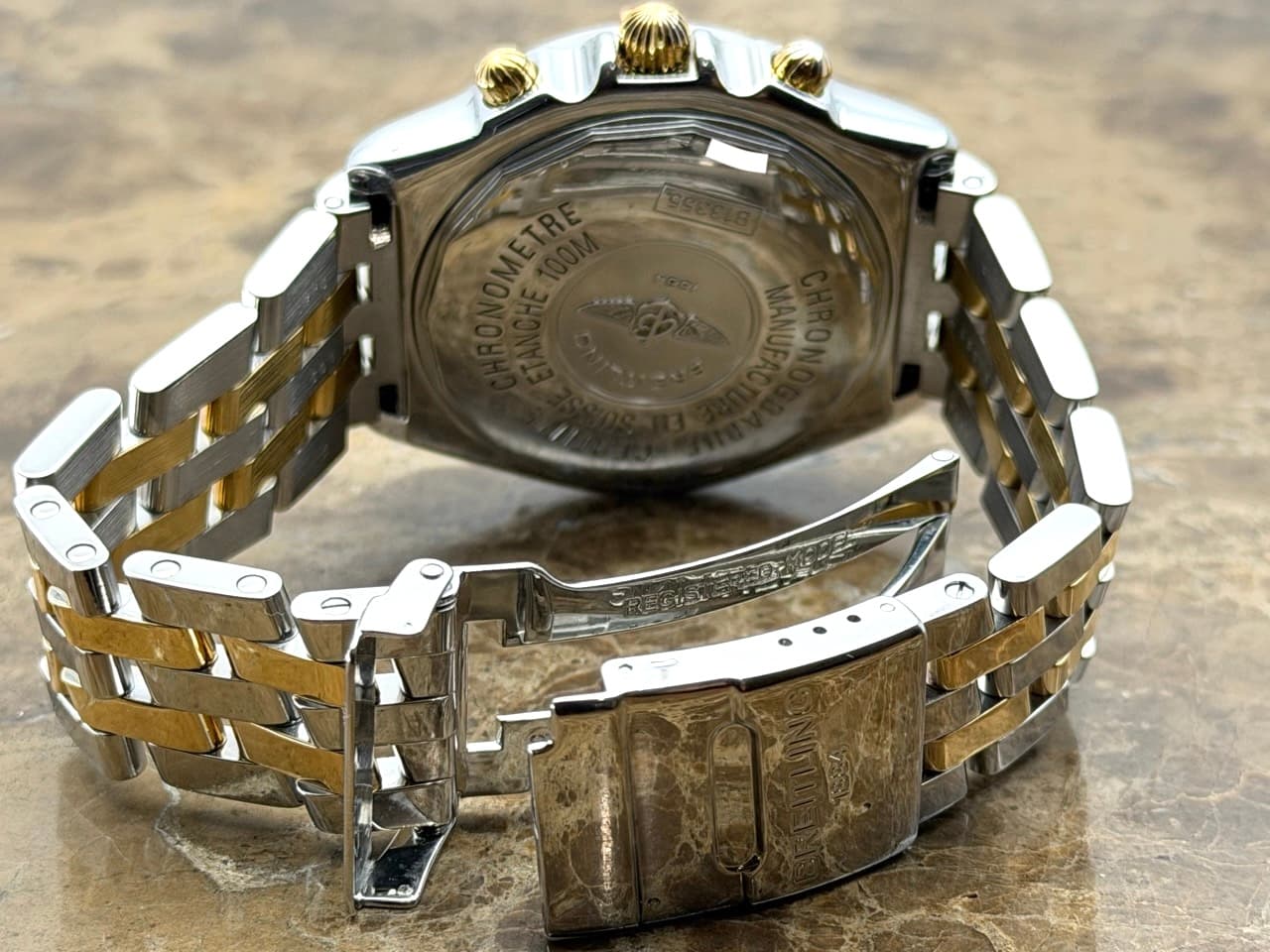 Breitling Crosswind 18k Gold / Steel Chronograph 43mm Automatic Blue Dial with Box B13355 - Image 6