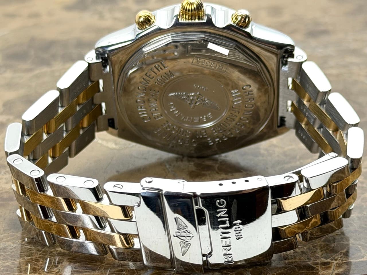 Breitling Crosswind 18k Gold / Steel Chronograph 43mm Automatic Blue Dial with Box B13355 - Image 7
