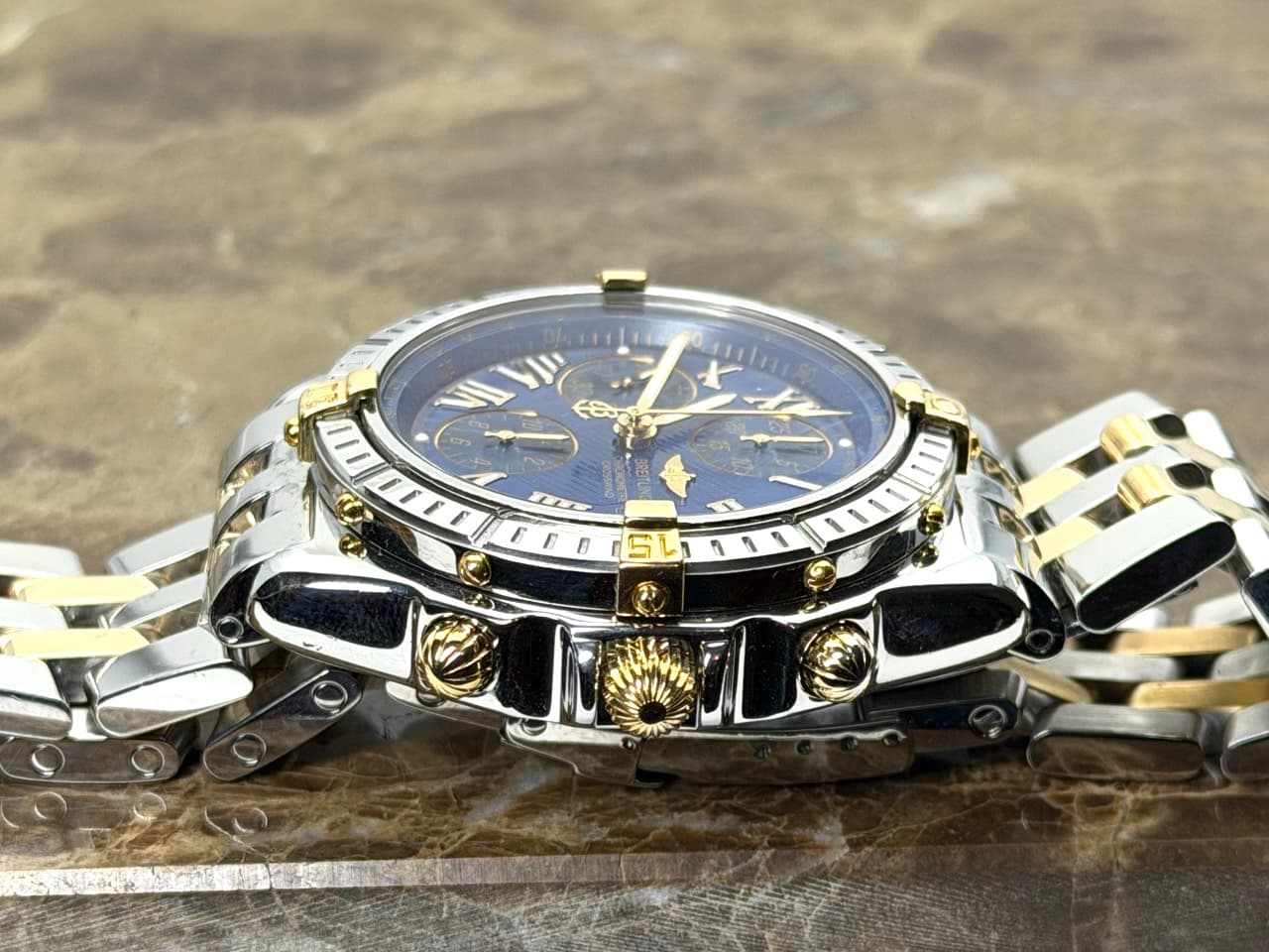 Breitling Crosswind 18k Gold / Steel Chronograph 43mm Automatic Blue Dial with Box B13355 - Image 8