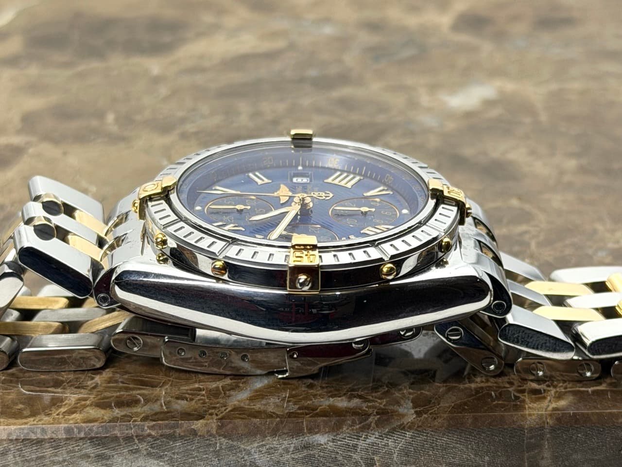 Breitling Crosswind 18k Gold / Steel Chronograph 43mm Automatic Blue Dial with Box B13355 - Image 9