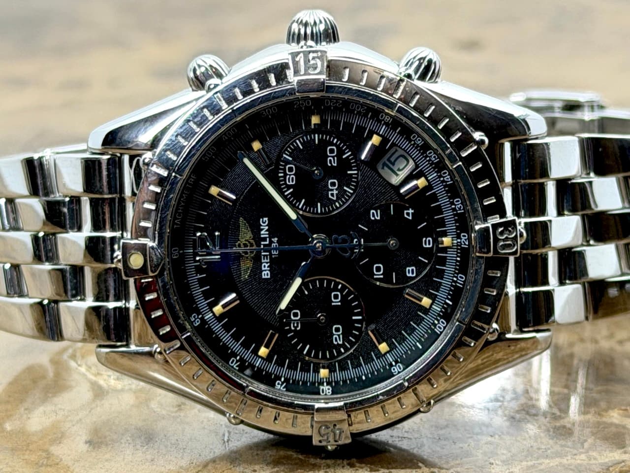 Breitling Cockpit Chronograph 37mm Automatic Black Dial and Pilot Bracelet with Box and Papers A30012 - Image 2
