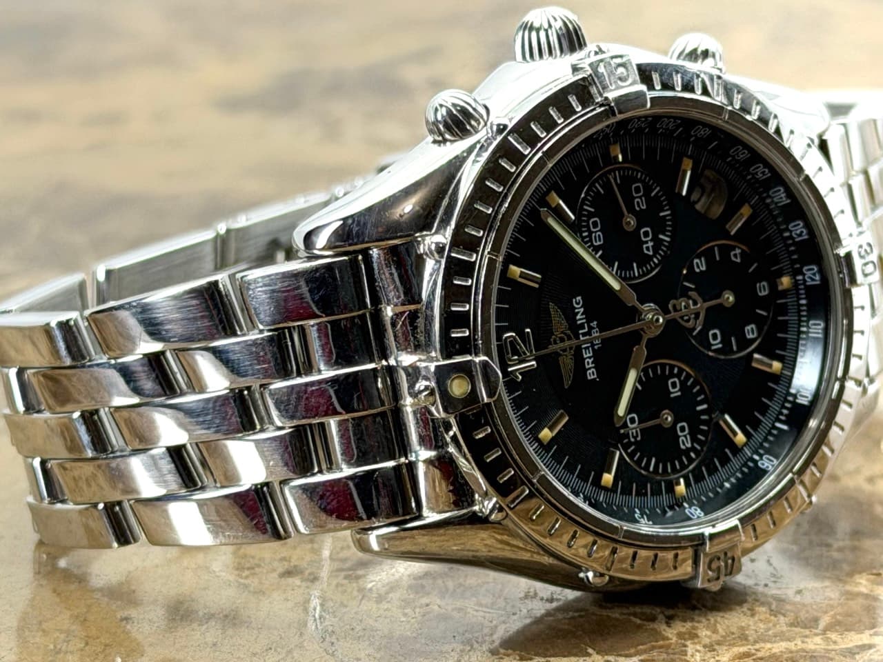 Breitling Cockpit Chronograph 37mm Automatic Black Dial and Pilot Bracelet with Box and Papers A30012 - Image 3