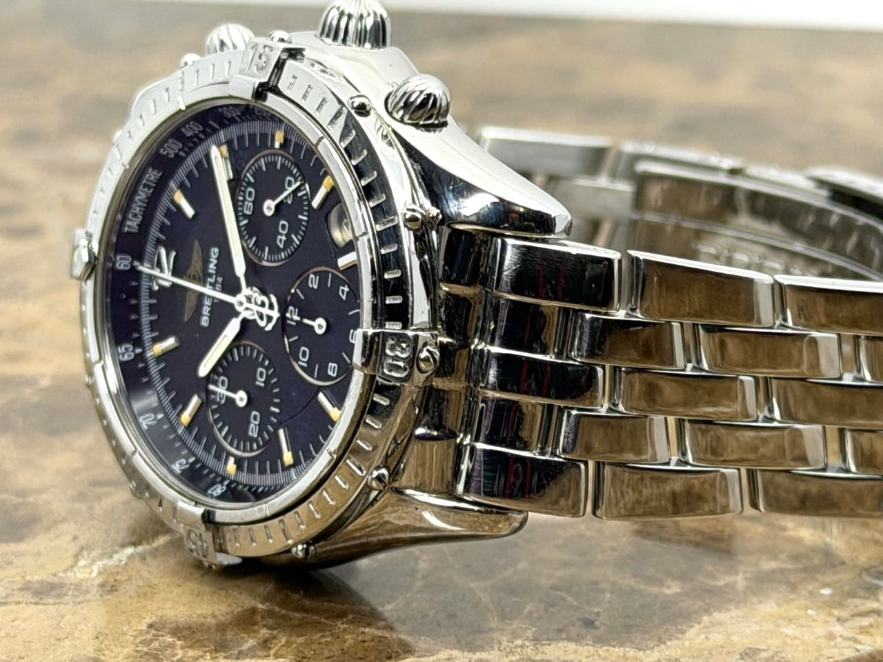 Breitling Cockpit Chronograph 37mm Automatic Black Dial and Pilot Bracelet with Box and Papers A30012 - Image 4