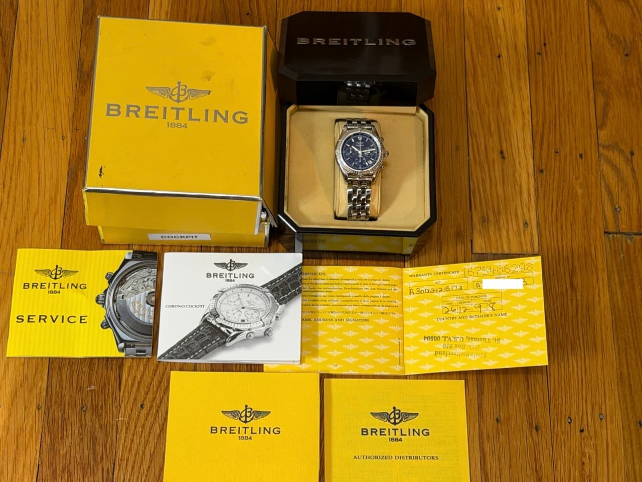 Breitling Cockpit Chronograph 37mm Automatic Black Dial and Pilot Bracelet with Box and Papers A30012 - Image 10