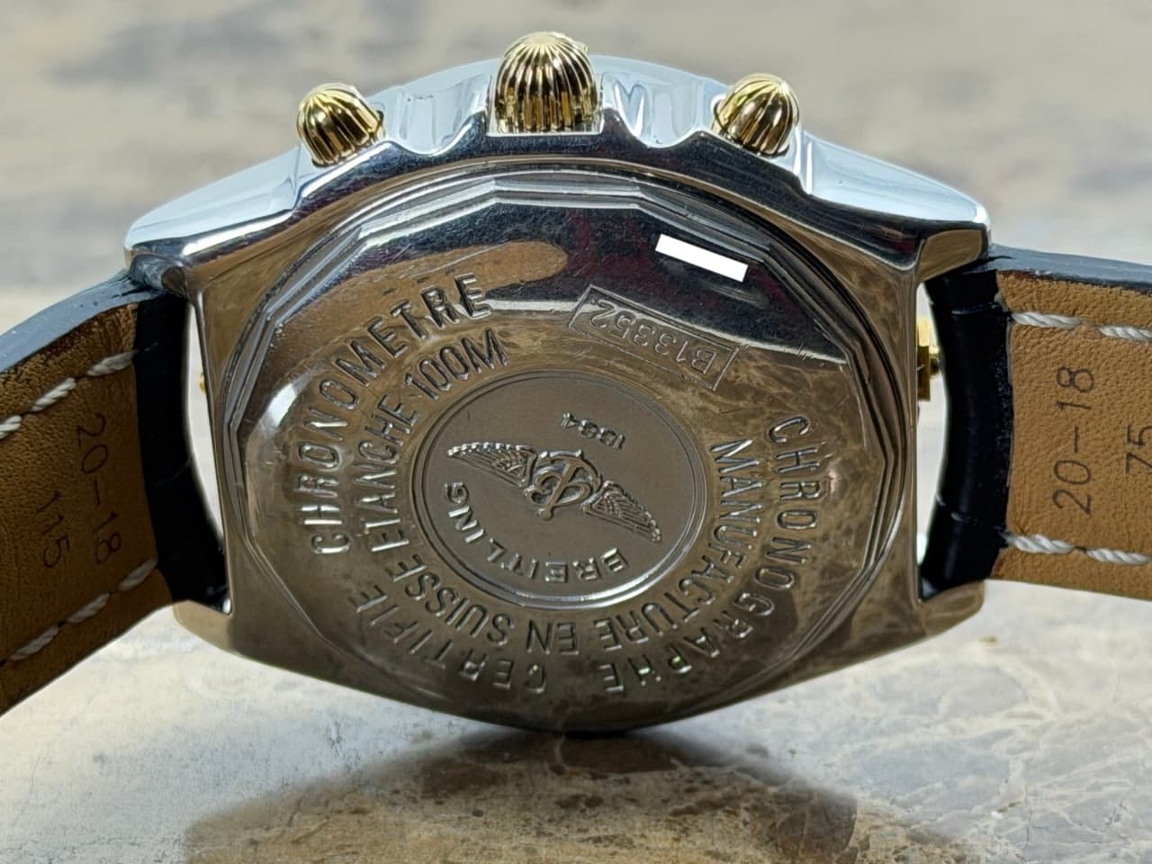 Breitling Chronomat Gold / Steel 39mm Automatic Chronograph Silver Dial with Blue Subdials with Box B13352 - Image 5