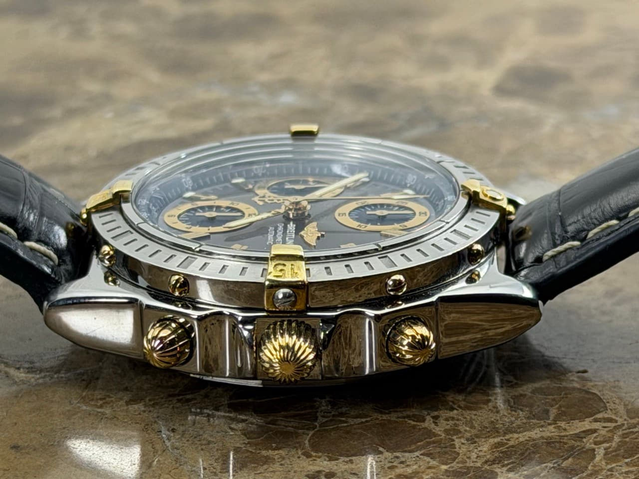 Breitling Chronomat Gold / Steel 39mm Automatic Chronograph Silver Dial with Blue Subdials with Box B13352 - Image 7