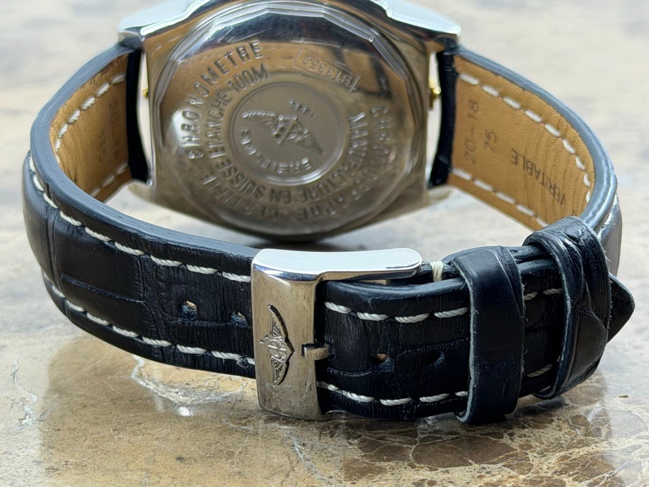 Breitling Chronomat Gold / Steel 39mm Automatic Chronograph Silver Dial with Blue Subdials with Box B13352 - Image 9