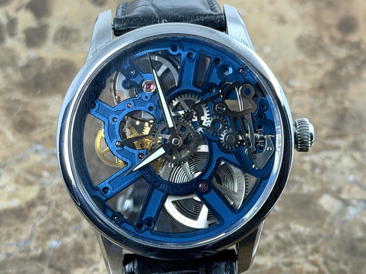 Maurice Lacroix Masterpiece Skeleton 43mm Manual Wind with Box and Card MP7228-SS001-004-1