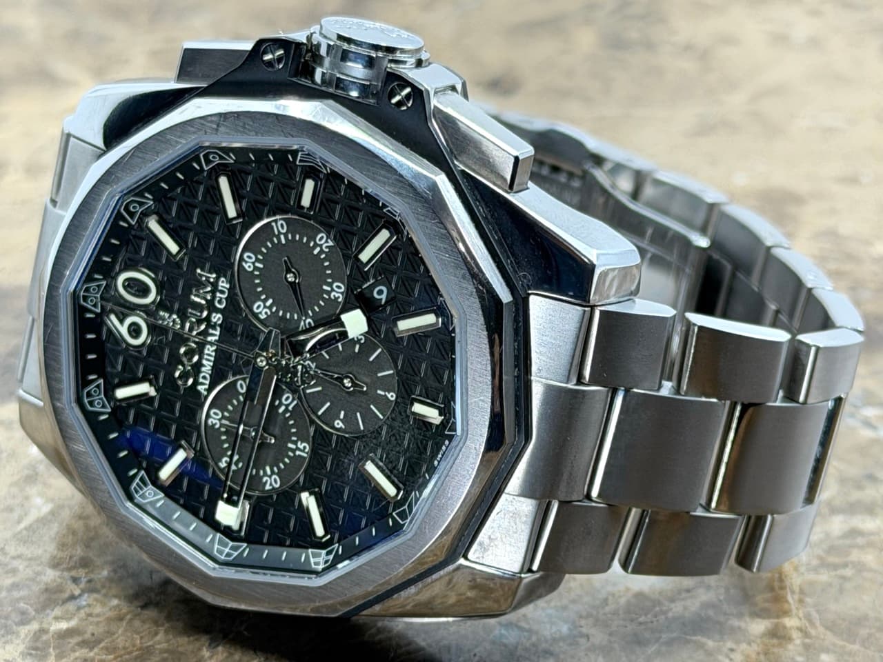 Corum Admiral's Cup AC-One Chronograph 45mm Automatic Stainless Steel and Titanium 01.0116 with Corum Travel Box - Image 4
