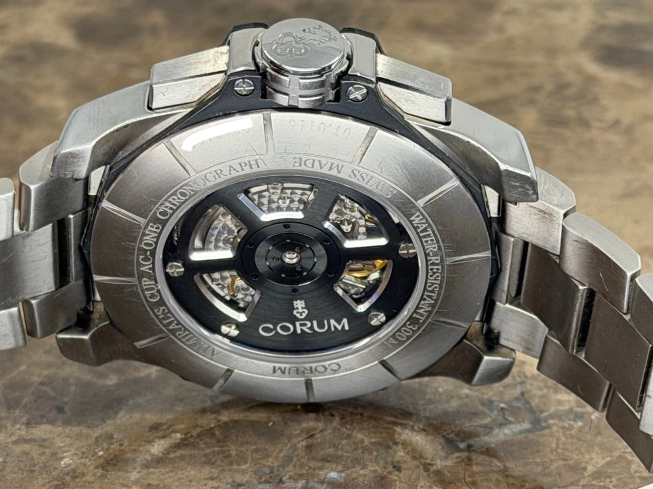 Corum Admiral's Cup AC-One Chronograph 45mm Automatic Stainless Steel and Titanium 01.0116 with Corum Travel Box - Image 5