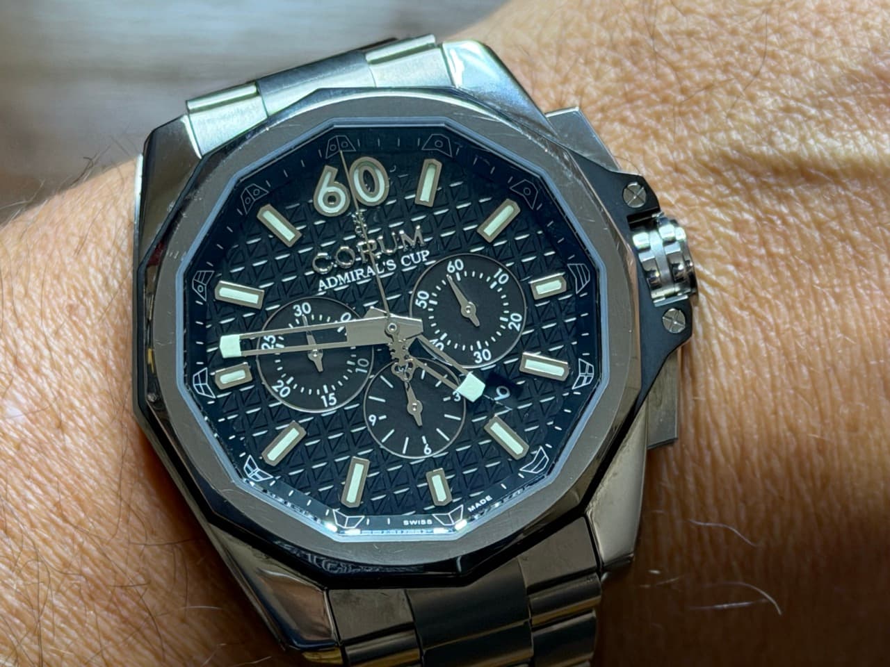 Corum Admiral's Cup AC-One Chronograph 45mm Automatic Stainless Steel and Titanium 01.0116 with Corum Travel Box - Image 11