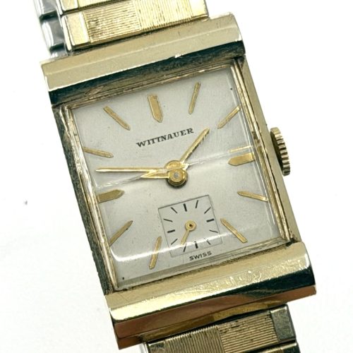 Wittnauer Vintage 14k Yellow Gold 32mm Mechanical Wind and Classic Stretch Bracelet Vintage Mid Century With Original Box