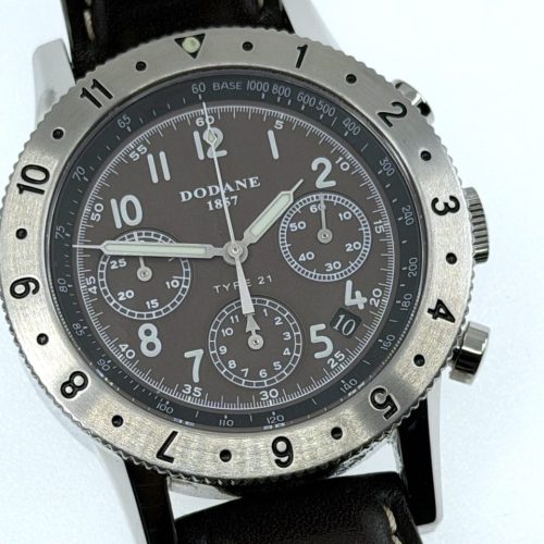 Dodane 1857 TYPE 21 Chronograph Flyback 41.5mm Automatic Three Register Matte Brown Dial with Box Papers Card