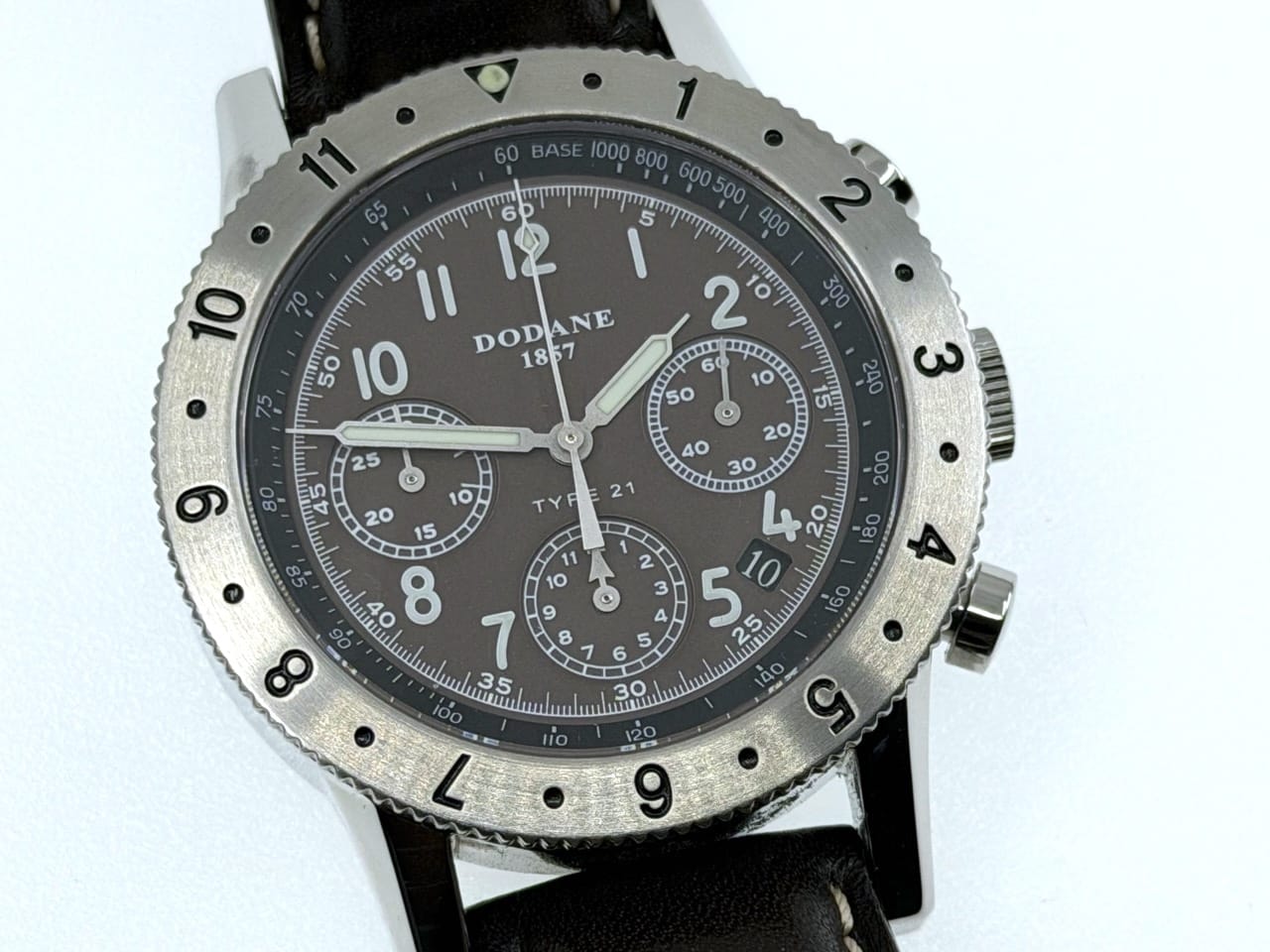 Dodane 1857 TYPE 21 Chronograph Flyback 41.5mm Automatic Three Register Matte Brown Dial with Box Papers Card