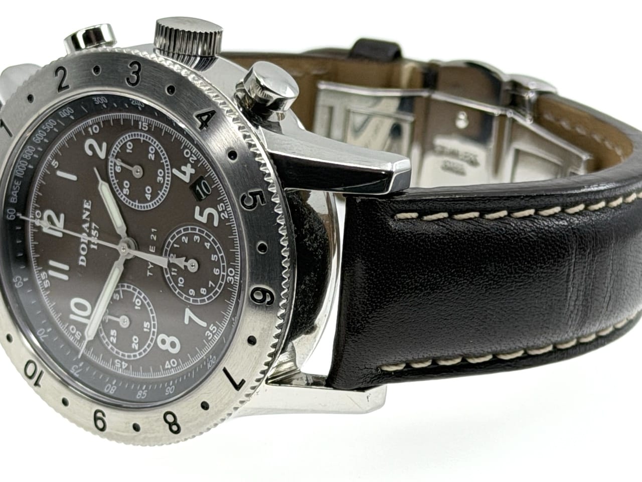 Dodane 1857 TYPE 21 Chronograph Flyback 41.5mm Automatic Three Register Matte Brown Dial with Box Papers Card - Image 3