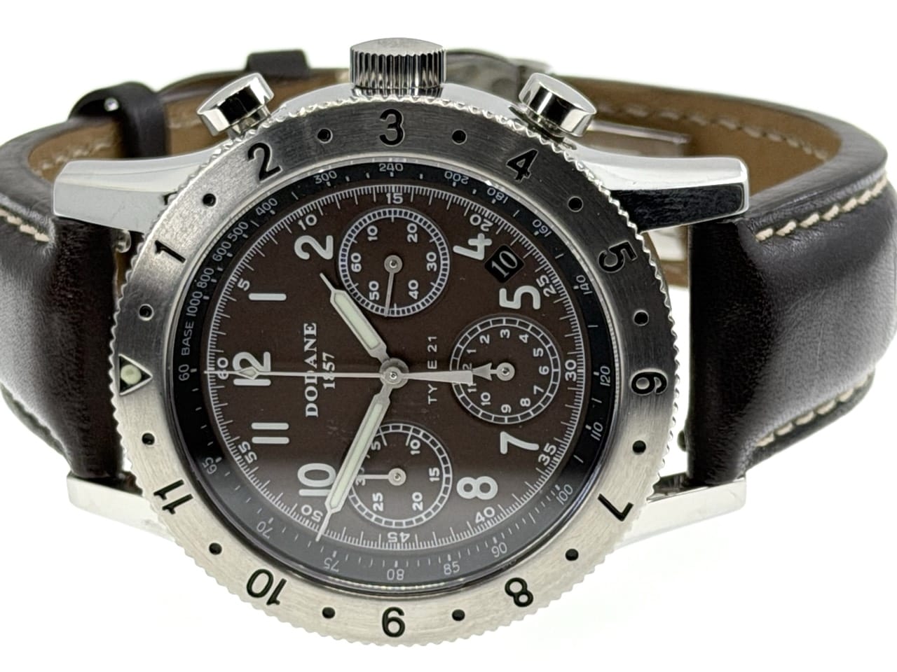 Dodane 1857 TYPE 21 Chronograph Flyback 41.5mm Automatic Three Register Matte Brown Dial with Box Papers Card - Image 2