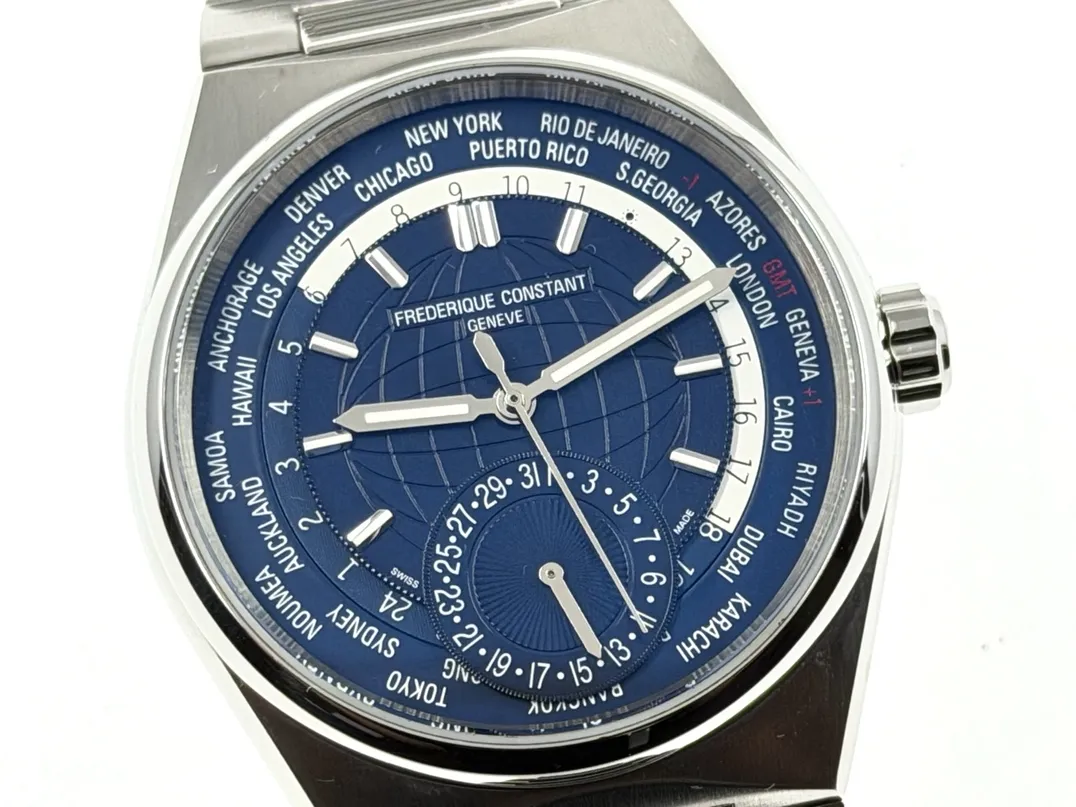 Frederique Constant Highlife Worldtimer 24 Timezones Blue Dial Men's 41mm Automatic Box Papers FC-718N4NH6B