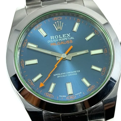Rolex MilGauss with Blue Dial Green Crystal 40mm Automatic Box Papers Card 116400GV