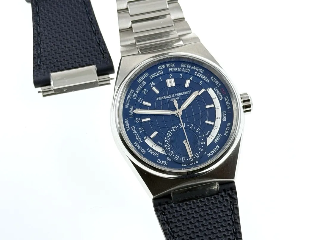 Frederique Constant Highlife Worldtimer 24 Timezones Blue Dial Men's 41mm Automatic Box Papers FC-718N4NH6B