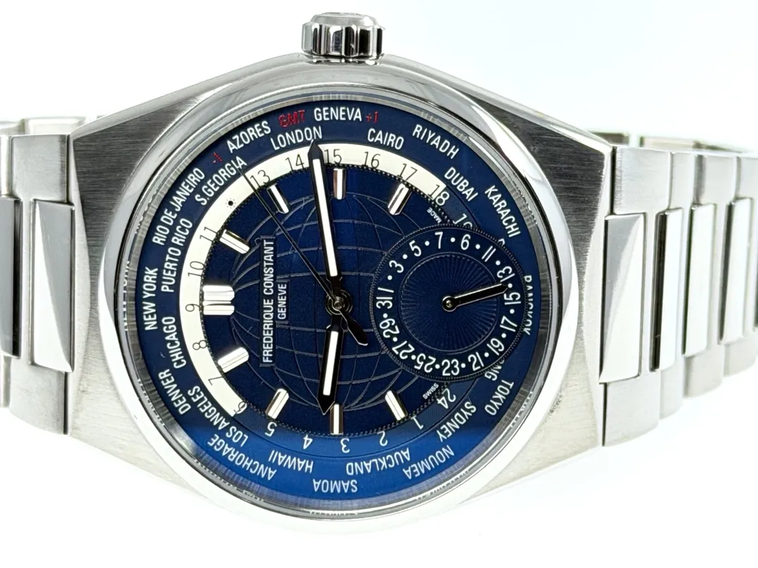 Frederique Constant Highlife Worldtimer 24 Timezones Blue Dial Men's 41mm Automatic Box Papers FC-718N4NH6B