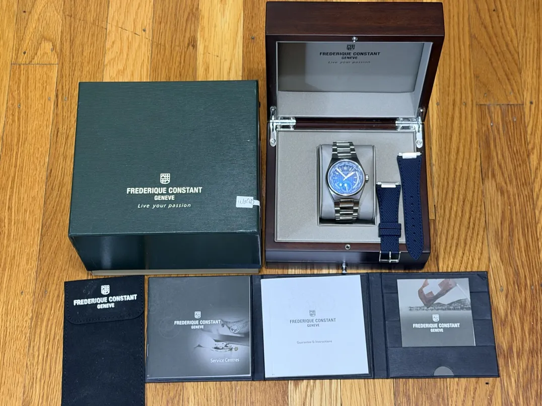 Frederique Constant Highlife Worldtimer 24 Timezones Blue Dial Men's 41mm Automatic Box Papers FC-718N4NH6B