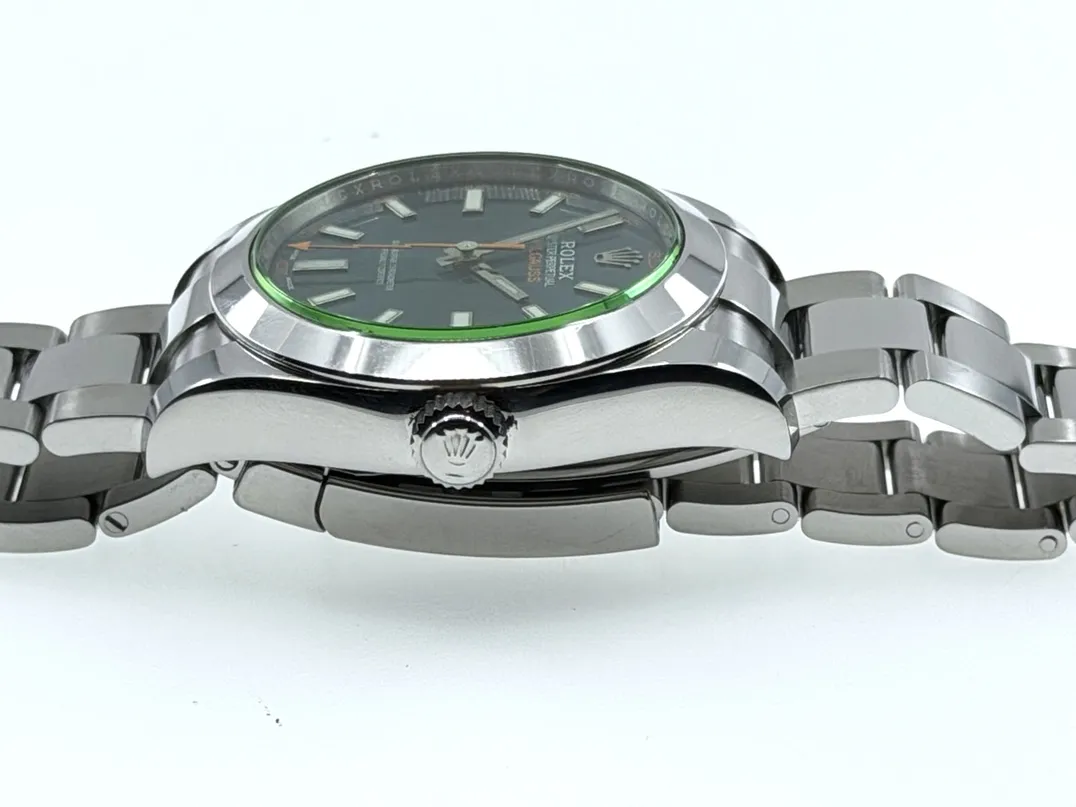 Rolex MilGauss with Blue Dial Green Crystal 40mm Automatic Box Papers Card 116400GV