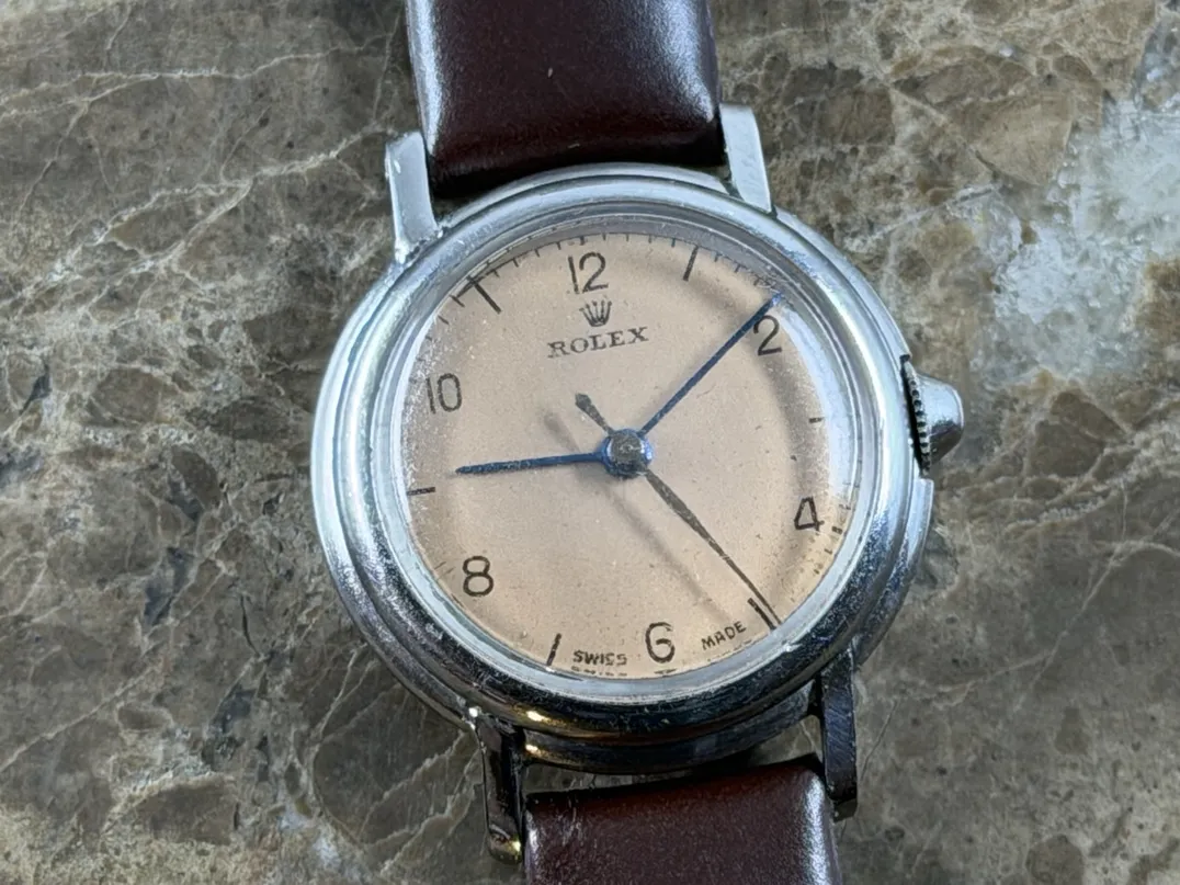Rolex Nurse Precision Watch 24mm Manual Wind with Salmon Dial with Arabic Numerals Vintage