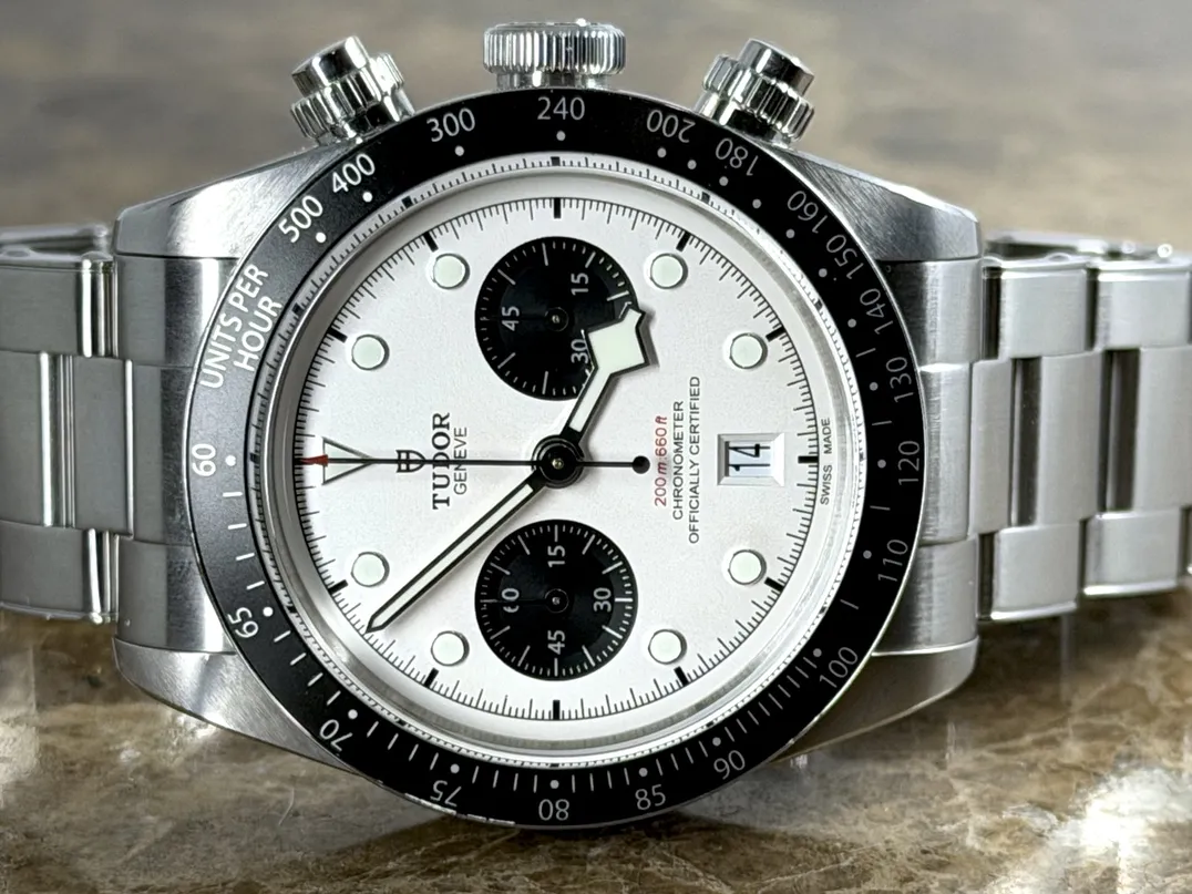 Tudor Black Bay Chrono Panda White Dial Black Subs with steel bracelet 41mm Automatic Chronograph Box Papers Card 79360N