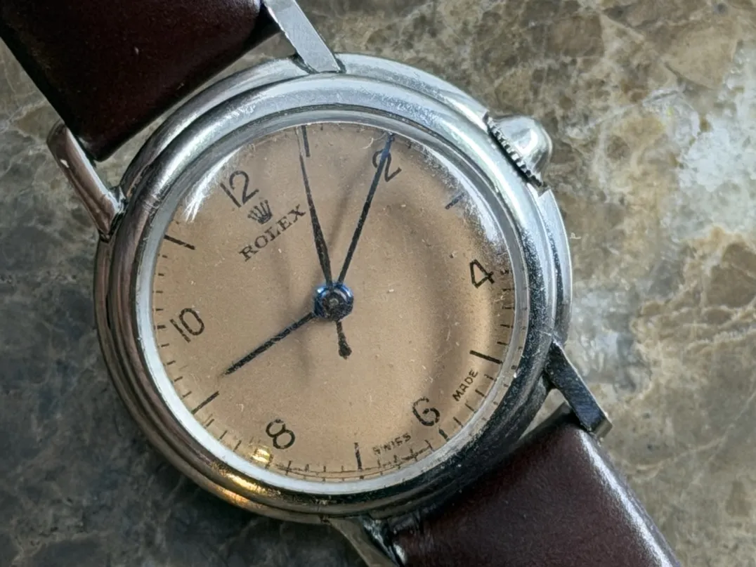Rolex Nurse Precision Watch 24mm Manual Wind with Salmon Dial with Arabic Numerals Vintage