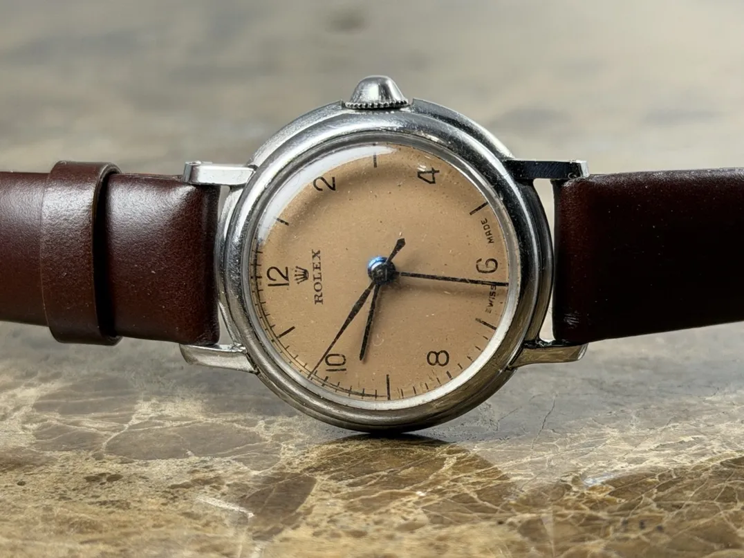 Rolex Nurse Precision Watch 24mm Manual Wind with Salmon Dial with Arabic Numerals Vintage
