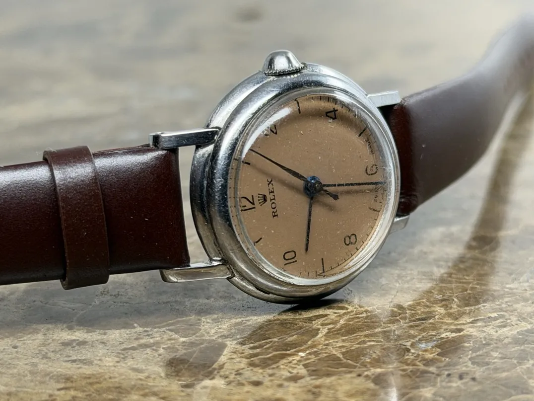 Rolex Nurse Precision Watch 24mm Manual Wind with Salmon Dial with Arabic Numerals Vintage