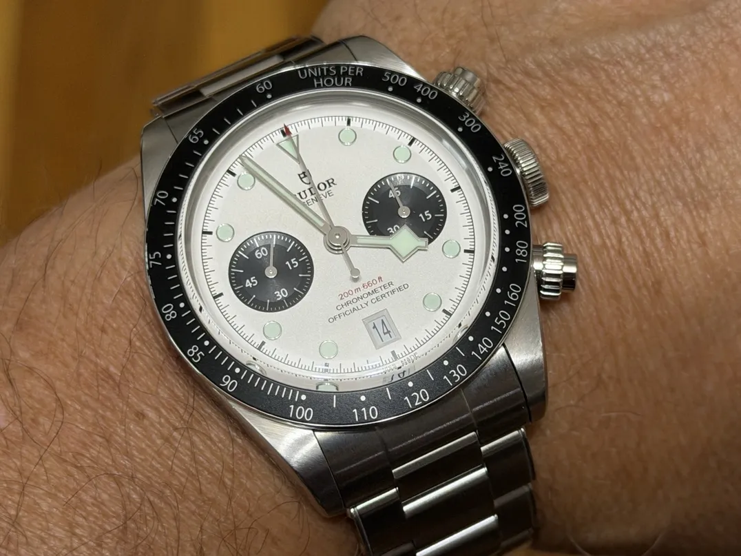 Tudor Black Bay Chrono Panda White Dial Black Subs with steel bracelet 41mm Automatic Chronograph Box Papers Card 79360N