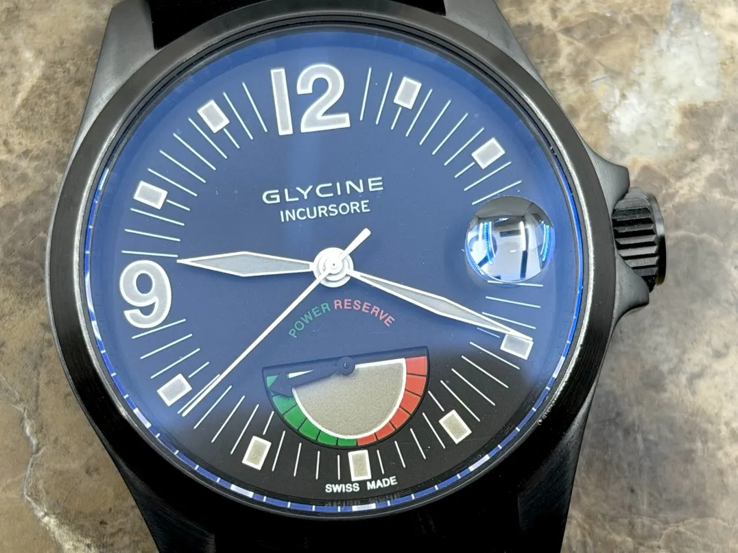 Glycine Incursore Power Reserve Indicator 46mm Automatic Black DLC Limited to 300 pieces model 3880