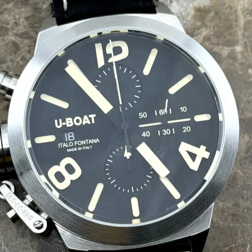 U BOAT Chronografo Acciaio 45mm Automatic 316L- Steel with 2 Straps with U Boat Box