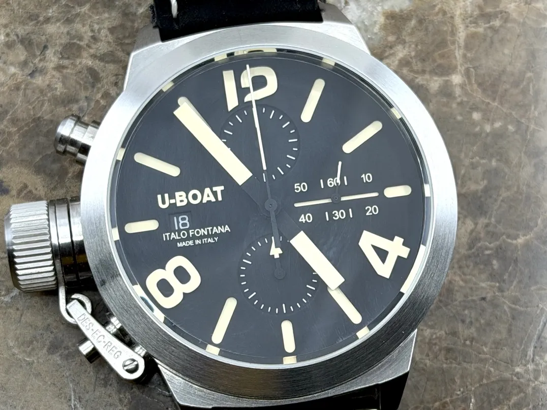 U BOAT Chronografo Acciaio 45mm Automatic 316L- Steel with 2 Straps with U Boat Box