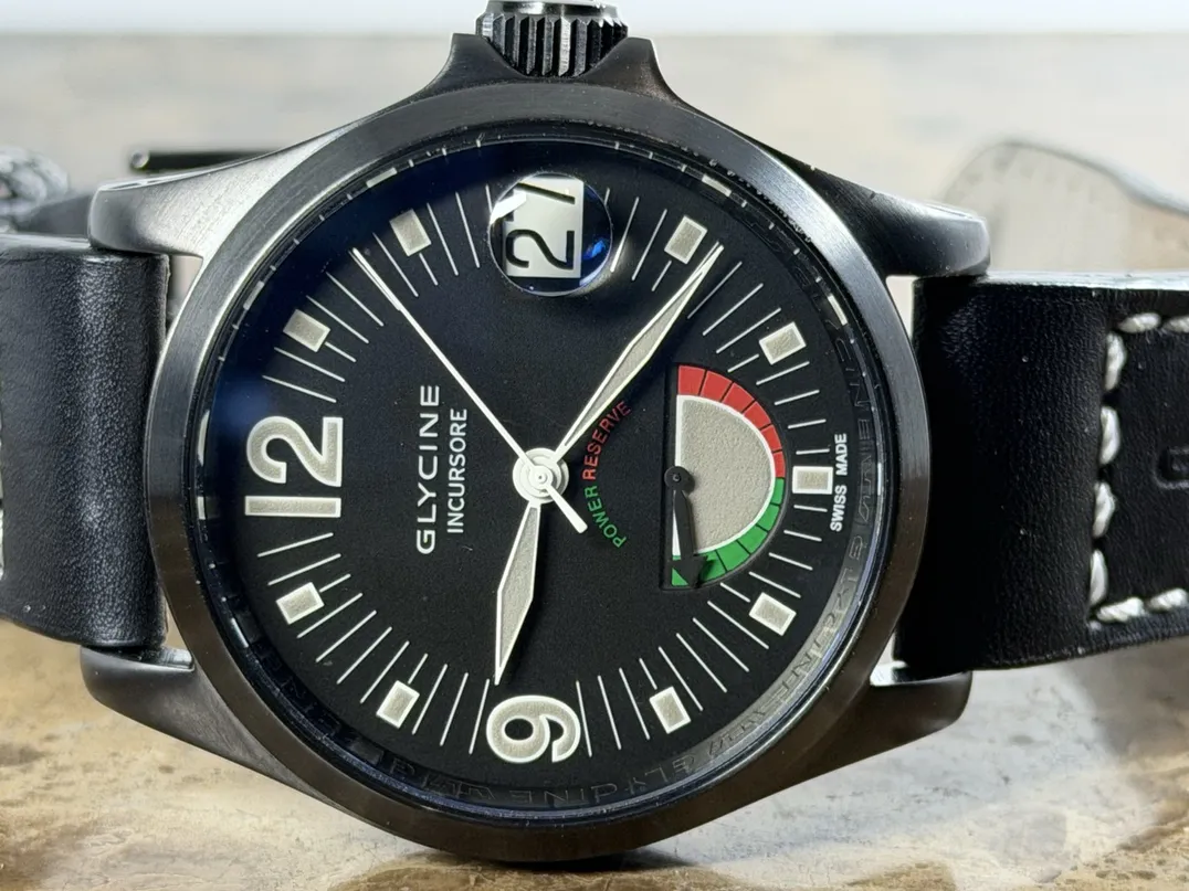 Glycine Incursore Power Reserve Indicator 46mm Automatic Black DLC Limited to 300 pieces model 3880