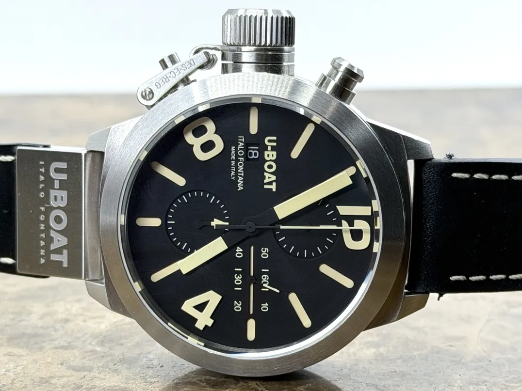 U BOAT Chronografo Acciaio 45mm Automatic 316L- Steel with 2 Straps with U Boat Box